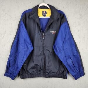 Vintage Chaps Ralph Lauren Jacket Mens XL Blue Black Colorblock Windbreaker Zip